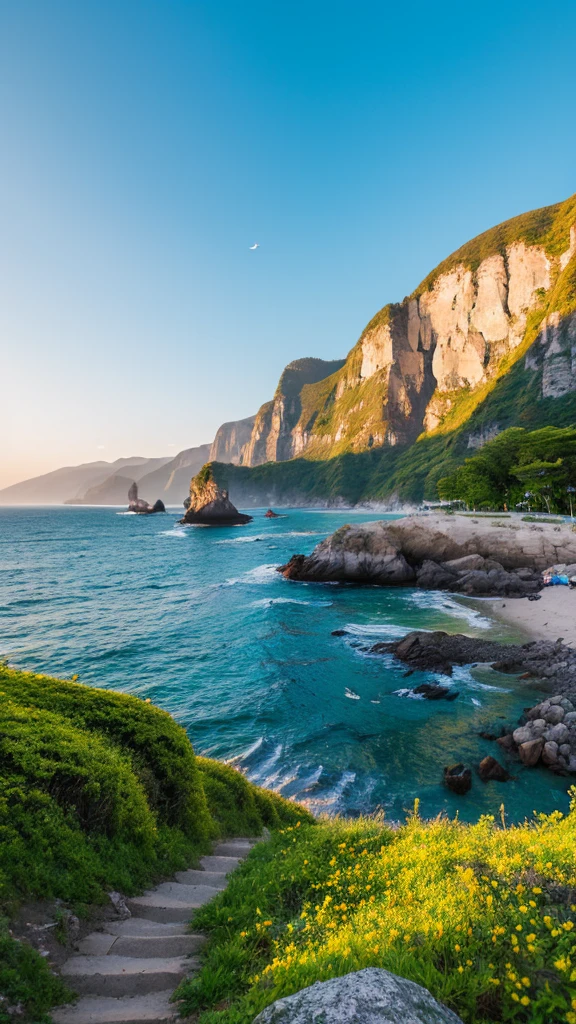 there is a rainbow in the sky over a beach with rocks and pebbles, seashore, Alpine Forest Landscape Photo,Steep mountain roads,Clear and transparent lake,wood,Bushes,Fallen leaves,Dawn Sun,Kasumi,Cliffs and mountains,Dilapidated,Lonely,cold,Foggy sky,Not a dazzling morning sun,Nightmare vision,Dark fantasy plot,Perfect and excellent composition,8k resolution,detailed,restricted,close ultra-wide angle shot,Realistic,Beautiful sky,Colorful clouds float,True to life, The private parts are clearly visible, Perfect perfection, Digital single-lens reflex camera, 1024, 2048, 4096, detailedな, sharp, Best Quality, high quality, Absurd,Unattended background,Very detailed、detailedな照明の影,Art Station Trends、Complex、expensivedetailed、dramatic、(Volumetric Lighting:1.2)HDR shot。(close,Super Depth of Field,Ultra Wide Angle,Microfocal Lenses:1.2)(Realistic:1.4)Masterpiece、expensive、expensive品質、beautiful photo,Global illumination magical beach, sunny rainbow galaxy stormy sea, by Igor Grabar, colorful hd picure, near the seashore, rainbow reflections, just one rainbow 8 k, beach landscape, still of rainbow ophanim, calm vivid colors, by Marie Bashkirtseff, beautiful beach