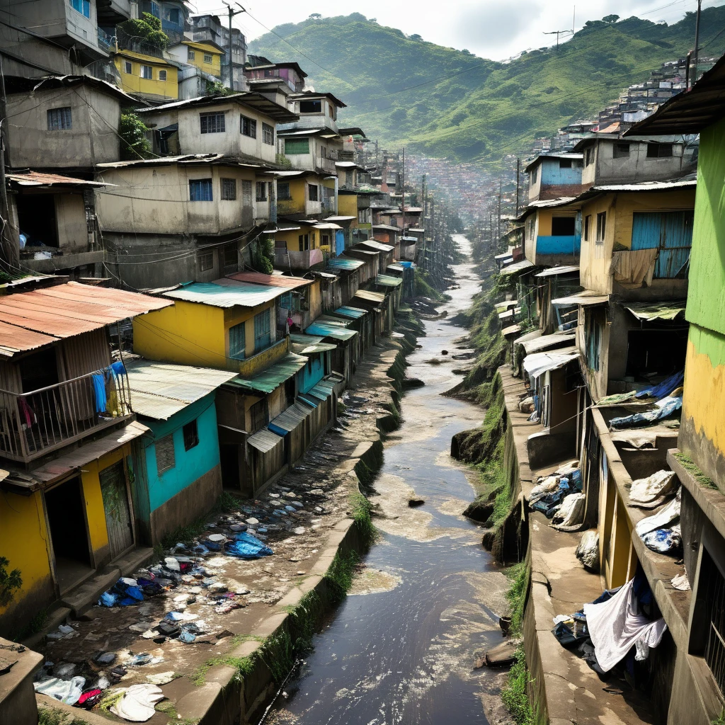 poor, sad, favela, dirty and torn clothes, stream, pocket out