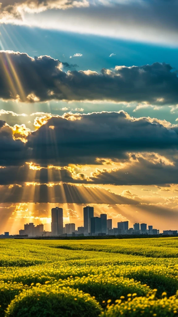 a close up of a field of flowers with a sky in the background, god's rays highly detailed, rays of life, god's rays, rays of god, there is a picture of a beach with a pier in the distance, today\'s featured photograph 4k, clouds and wings and waves, clouds and waves, oceanside, crisp lines, harmony of swirly clouds, epic blue sky, a view of a city with tall buildings and a green park, tokyo japan, tokyo city, tokyo city in the background, tokio, tokyo, japanese city, tokyo prefecture, new tokyo, aerial view of a city, tokyo in the background, bird's eye view of a city, modern tokyo, japanese downtown, osaka skyline background, in tokio, shinjuku seascape, heaven on earth, wide angle landscape photography, epic wide angle, wispy clouds, big sky, big blue sky god sun rays, few sun rays, rays of god shining from above, rays of the sun, sun rays at sunset, rays of sunlight, godly light, rays of sunlights, rays of sun