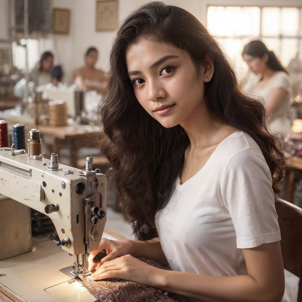Indonesian woman with soft face working on sewing machine indoors, small manufacturing, instagram post, in the workshop, masterpiece of art, extraordinary masterpiece, beautiful craftsmanship, stitching, instagram photo, very consistent, batik, very strong, masterpiece, faridah malik, work , taken at golden hour, hard work, profile photo, facebook post, beautiful masterpiece. wearing a white t-shirt, beautiful face, shining black hair, brown eyes, curly eyelashes, white skin, smiling expression, nivanh chanthara , mai anh tran, dang my linh, beautiful ruan jia!, handsome girl, beautiful, in lam manh style, charming smile, with a cute face - smooth, beautiful, beautiful woman, fanart, sweet young woman, beautiful woman
stunning, (fine and intricate details:1.7)(RAW photo:1.3), (large scratches in some parts of the photo:1.8)(bright sepia toned photo) (noisy image:0.5) (perfect hand design:1.3), 1912, a beautiful young woman, black and white (19th century daguerreotype photo quality: 1.1), ( flash with magnesium: 1.6) , photo shoot, pre-raphaelitism, Auguste et Louis Lumière style. hand-held Victorian style, Very high resolution detail, photographic, realism pushed to the extreme, fine textures, very real Westworld film style, award winning, professional, highly detailed