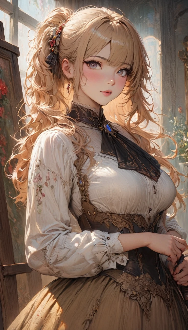 masterpiece, best quality, an extremely delicate and beautiful girl,an extremely delicate and beautiful, world masterpiece theater, ultra-detailed, highly detailed, best quality, blonde hair, highres, extremely detailed,1girl, best quality, illustration, looking at viewer, impasto, canvas, oil painting, realistic, realist ,real,