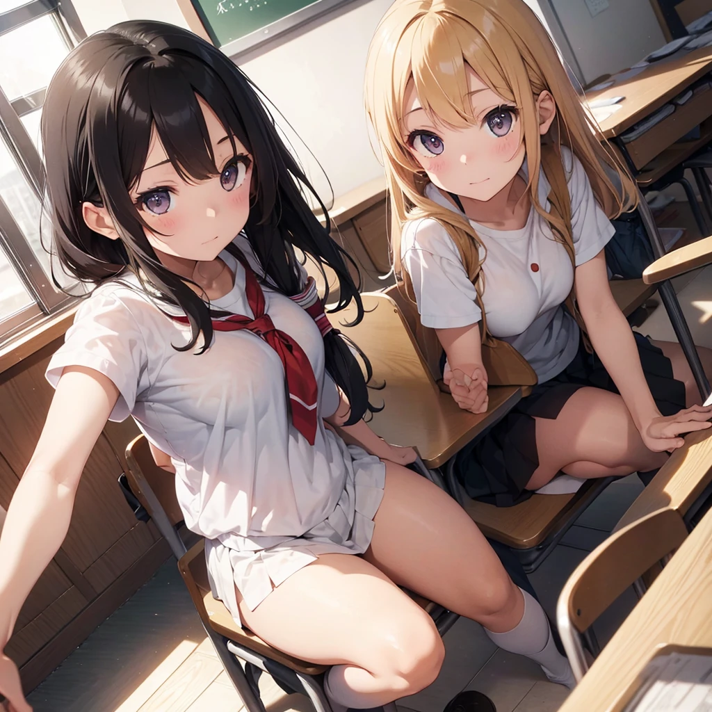 high school girl, high school girl, high school girl, masterpiece、Highest quality, high school girl, masterpiece、Highest quality、NSFW, {Large Breasts}、classroom、classroom、classroom、classroom、classroom、All Nude、All Nude、All Nude、Big Breasts、Big Breasts、Big Breasts、Blonde Hair、Blonde Hair、Blonde Hair、Beautiful black hair、Beautiful black hair