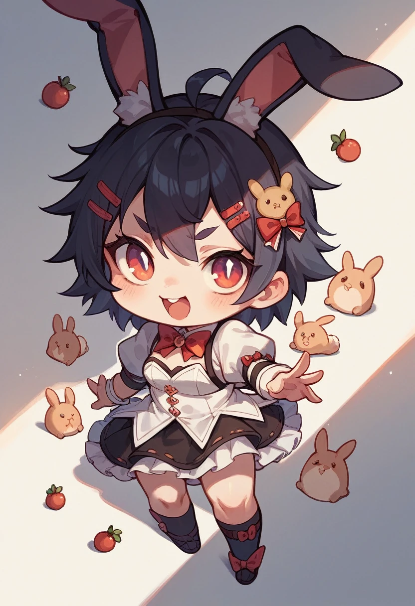 Chibi-e,girl,Bunny girl,black,Mini character,small