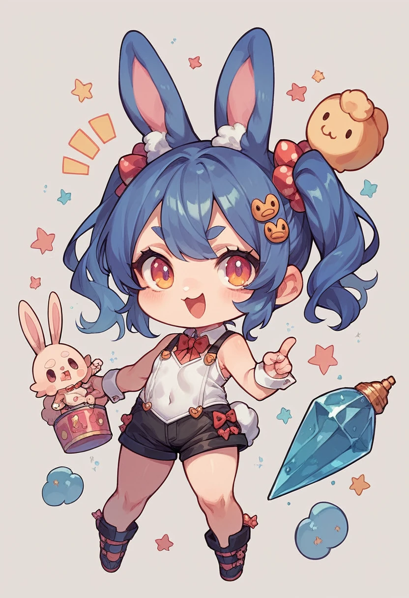 Chibi-e,girl,Bunny girl,black,Mini character,small