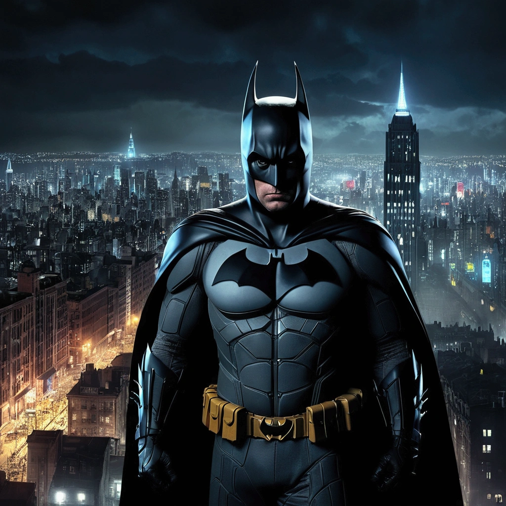 Batman, Gotham city at night, Christopher Nolan style, drama and lifesaving, in dynamic, atmosphere of darkness and horror, dramatic light, highly detailed, packed with hidden details, hyper realistic, uhd image, realism, colorful realism, UHD, 8K