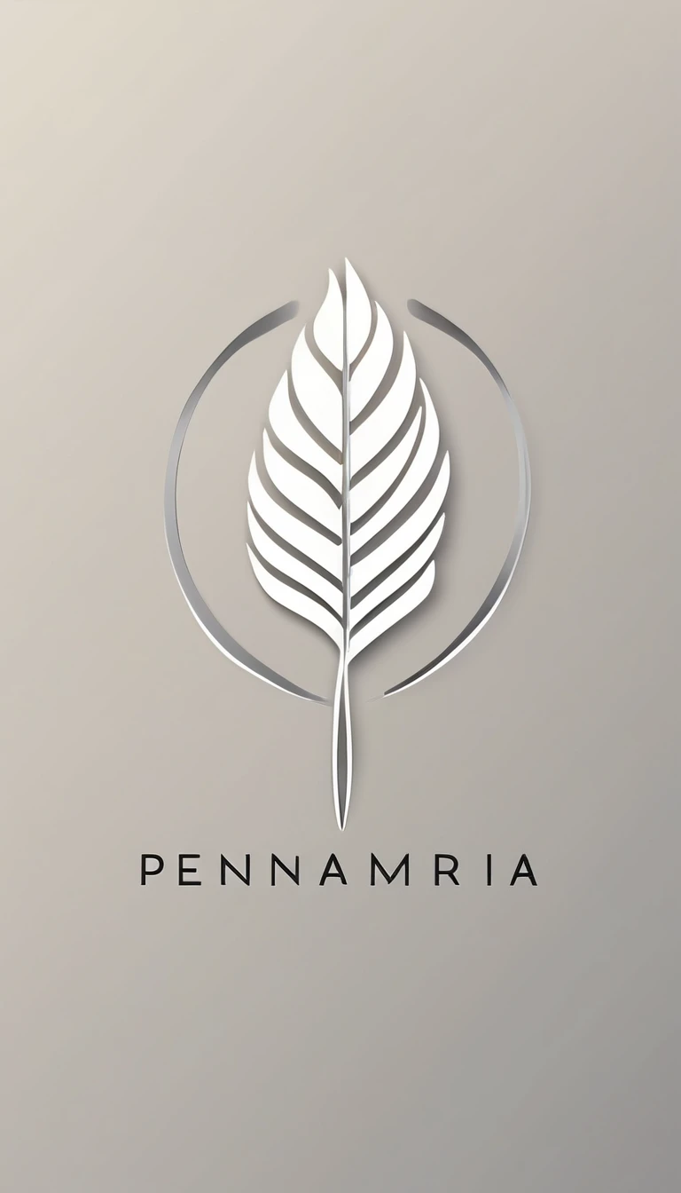 A minimal, modern, simple, cinematic logo design for the brand “Penamemoria". Create a modern, minimalistic, high-quality, logo of a feather of memories