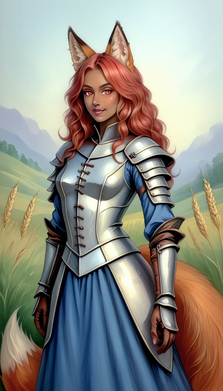 (zPDXL2), score_9_up, painterly, faux traditional media, realistic, BREAK
1girl, solo, fullbody, (fox:1.2), (short wavy hair), glowing red eyes, (fox ears, fox tail), tanned skin, medieval, fantasy, leather armor, wheat farm background, BREAK
AissistXLv2, unaestheticXL_bp5, SimplePositiveXLv2, zPDXL2 PonyXLV6_Scores