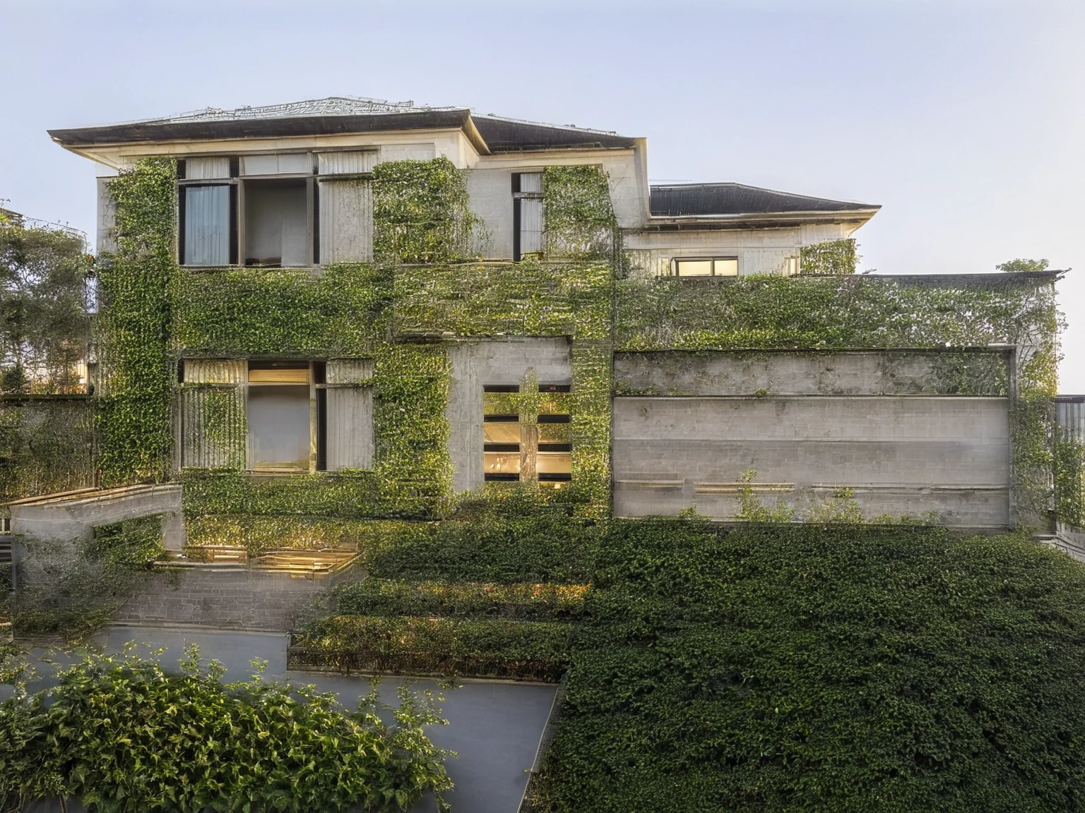 RAW photo,Exterior neo classic house, Inspired by French architecture, neo classic style, black and white, ((Highly detailed sculpted cornices at the tops of columns and walls)), French style roof, townhouse in residential area, The building is located in an urban area of Hanoi Vietnam, mix white and black steel facade, facing the road, (sidewalks), (sidewalk trees), (gate), (ultra realistic), (super high details:1.5), clean white sky, natural lighting, (curvilinear architecture:1.2), (sharpen:1.2), 8k uhd, dslr, soft lighting, high quality, film grain, Fujifilm XT3