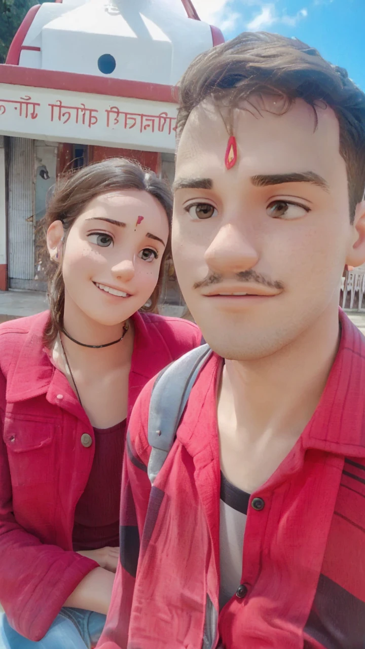 a young couple (man and woman) sitting on a bench looking at a single cell phone, both 