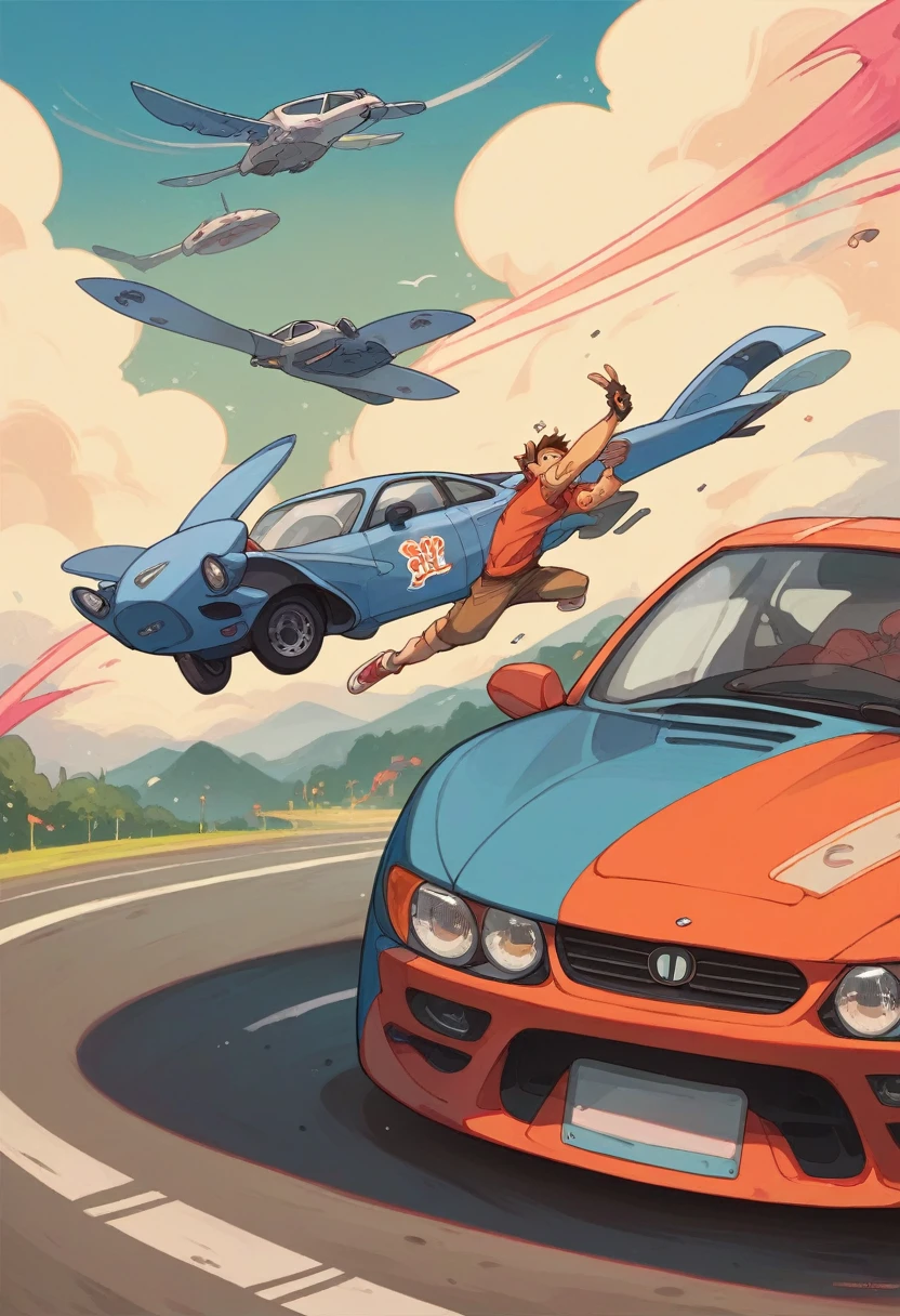 Bmw car racing with audio fighter car crash in air one car crash in land in front ther is trucks and two helicopter is there and electric current pass on one car in 1280×720 pixceal image size