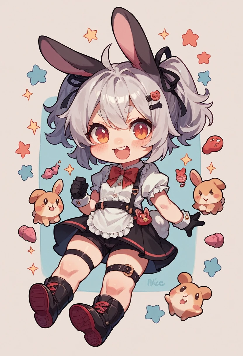 Chibi-e,girl,Bunny girl,black,Mini character,small