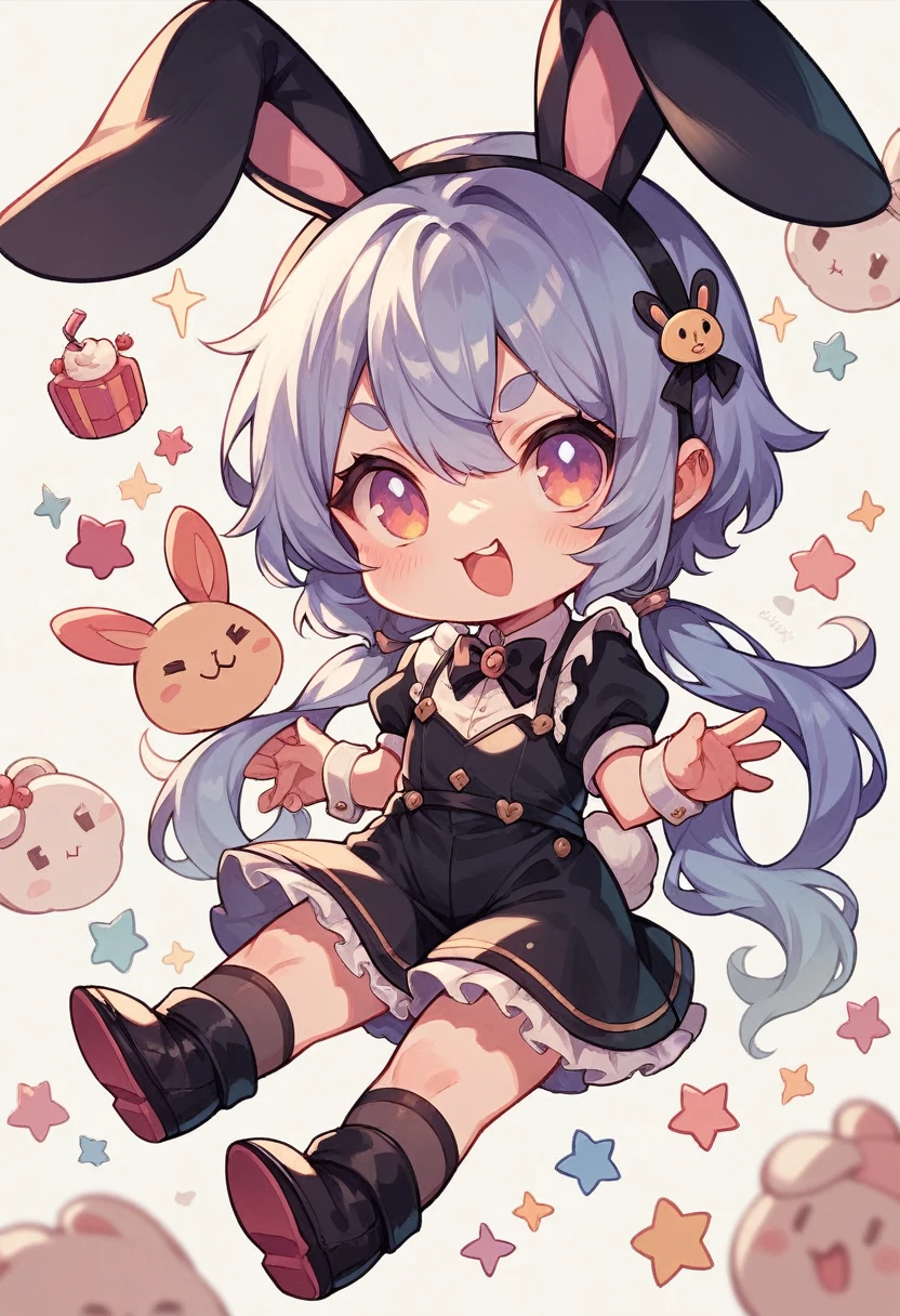 Chibi-e,girl,Bunny girl,black,Mini character,small