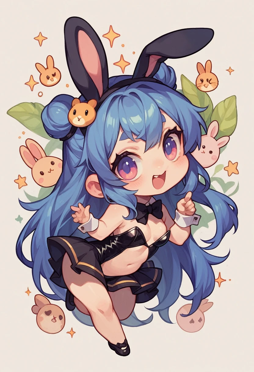 Chibi-e,girl,Bunny girl,black,Mini character,small