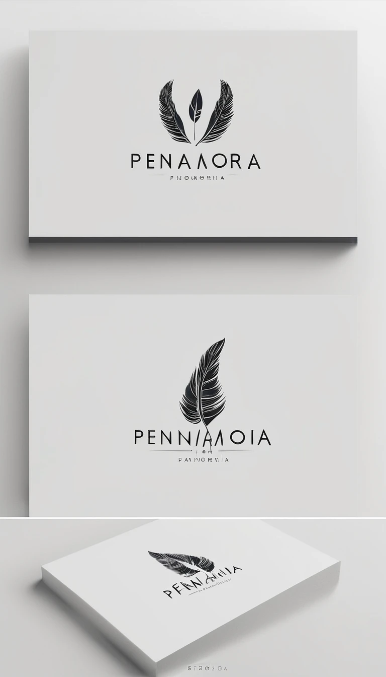A minimal, modern, simple, cinematic logo design for the brand “Penamemoria". Create a modern, minimalistic, high-quality, logo of a feather of memories