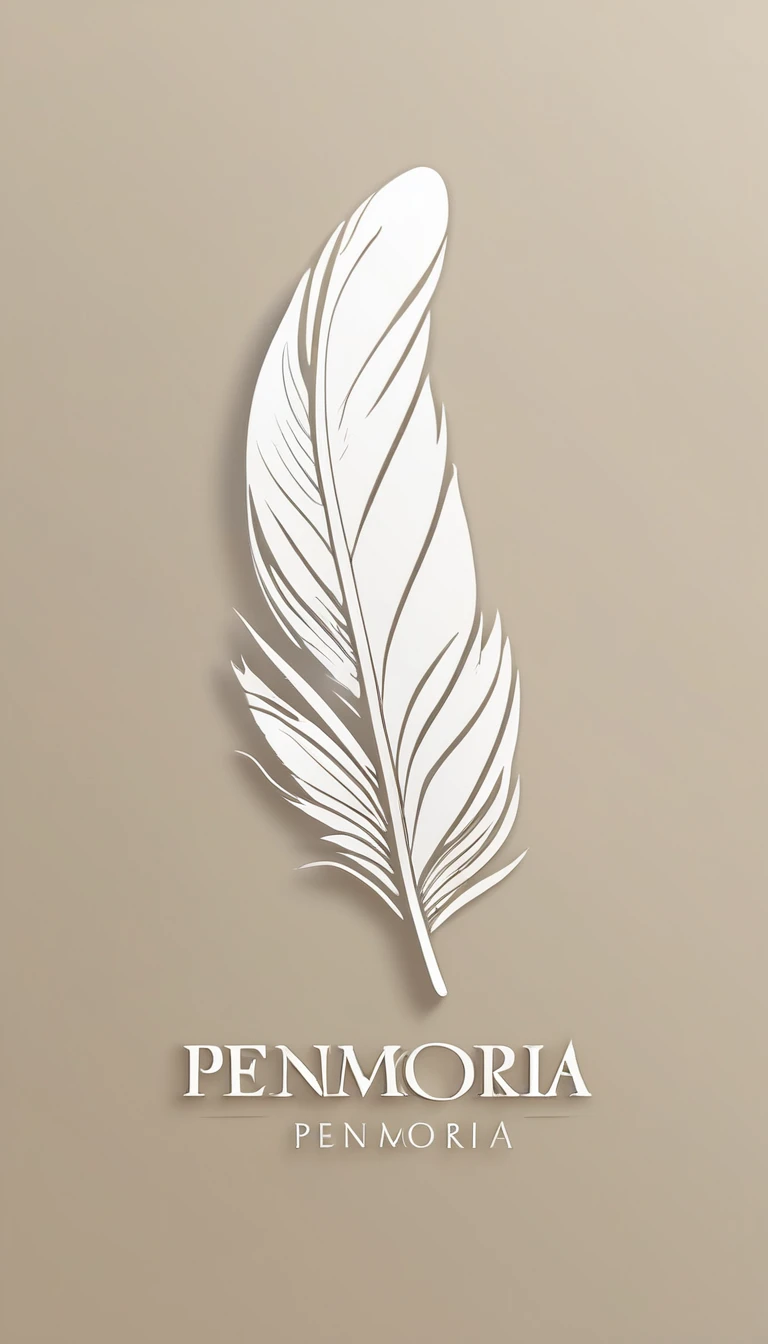 A minimal, modern, simple, cinematic logo design for the brand “Penamemoria". Create a modern, minimalistic, high-quality, logo of a feather of memories