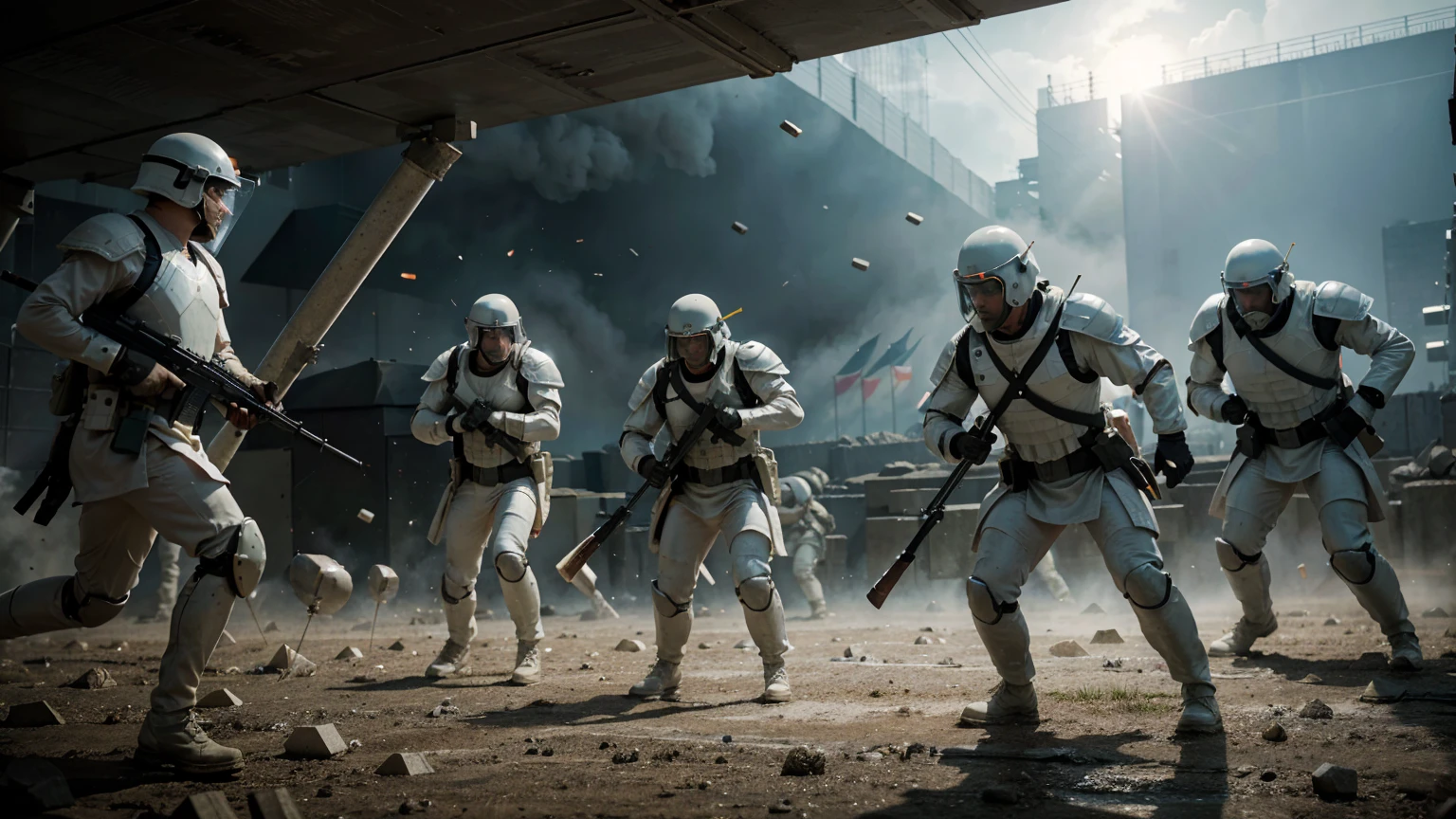 A well-trained army of white blood cells, antibodies, and the lymphatic system defending against bacteria, illustrated as soldiers in a battlefield.