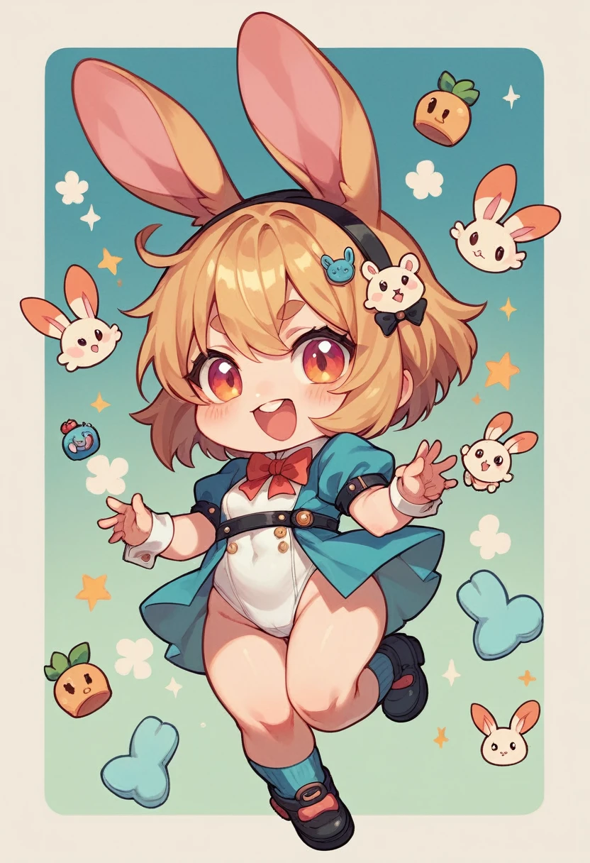 Chibi-e,girl,Bunny girl,black,Mini character,small