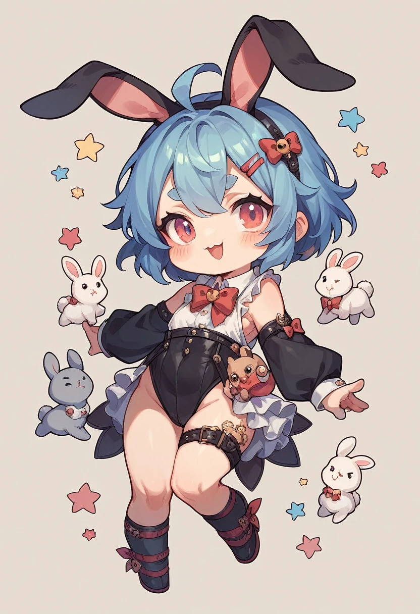 Chibi-e,girl,Bunny girl,black,Mini character,small