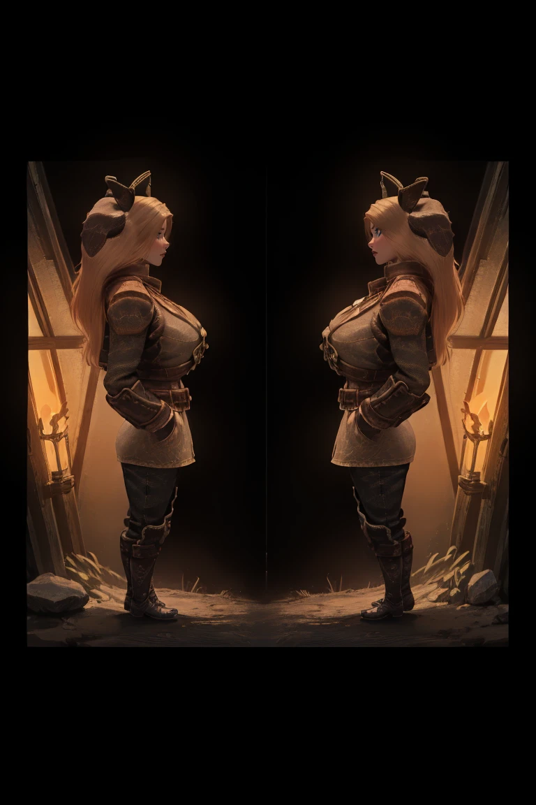 1 girl, masterpiece, 32 yo, femalebreton beauty sits outdoors in a rustic Skyrim village, surrounded by thatched roofs and lush greenery. The sun casts a warm glow on her porcelain skin as she gazes directly into the camera lens, her piercing green eyes sparkling with a hint of mischief. Her raven tresses cascade down her back like a waterfall, framing her heart-shaped face. A gentle smile plays on her lips, inviting the viewer to step into her whimsical world. blonde hair, fit body, Skyrim style, (female front view:1:3), looking at the viewer