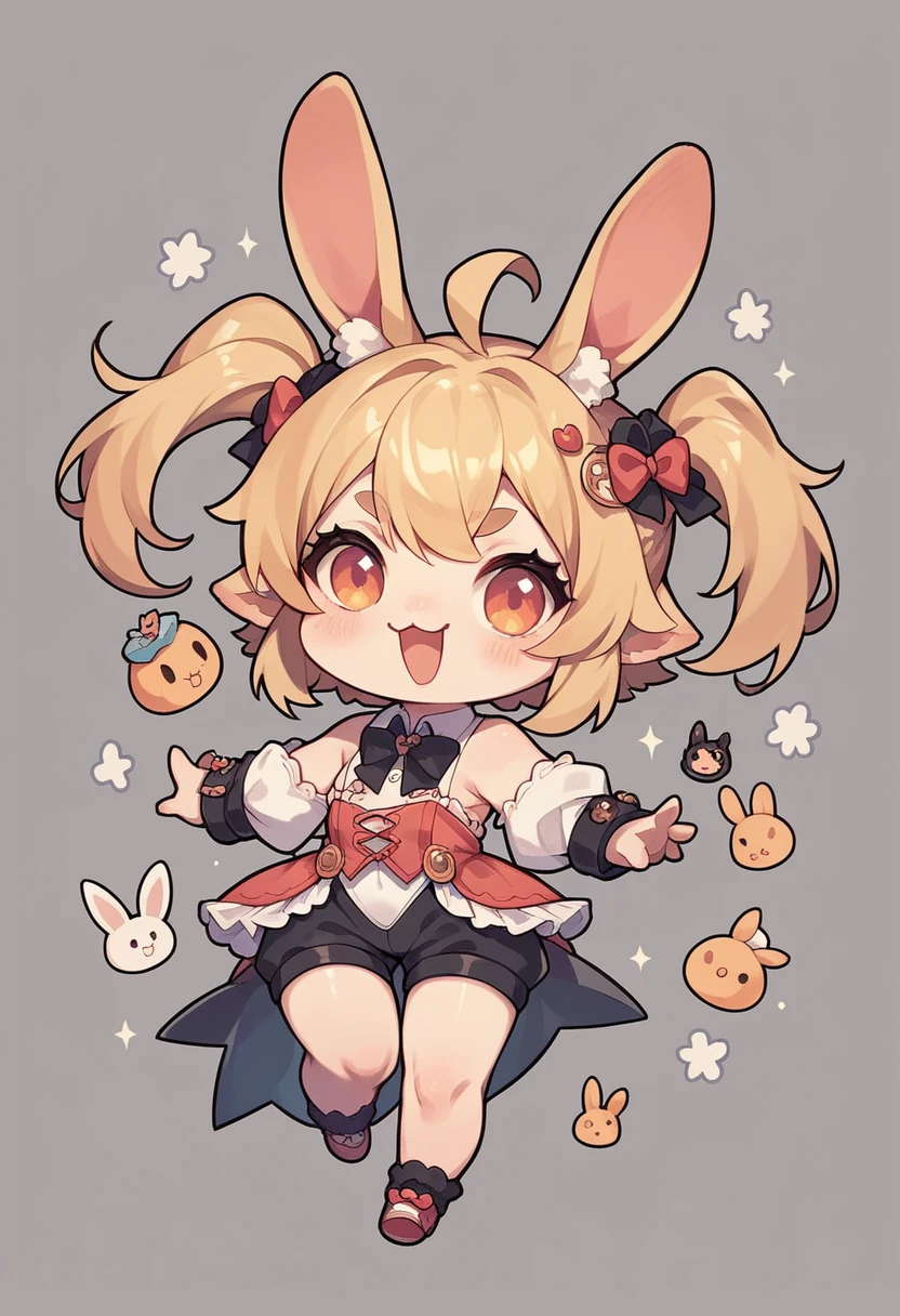 Chibi-e,girl,Bunny girl,black,Mini character,small