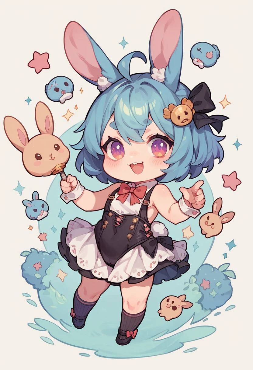 Chibi-e,girl,Bunny girl,black,Mini character,small