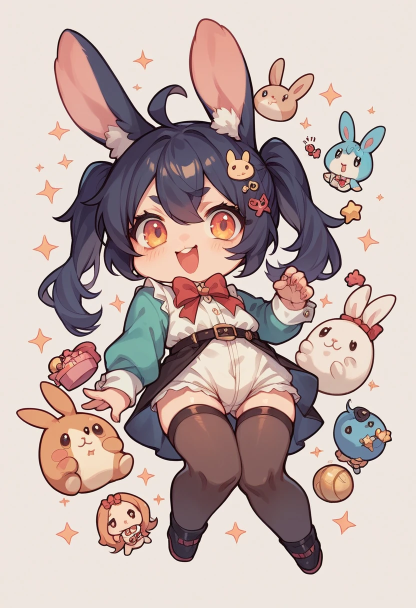 Chibi-e,girl,Bunny girl,black,Mini character,small