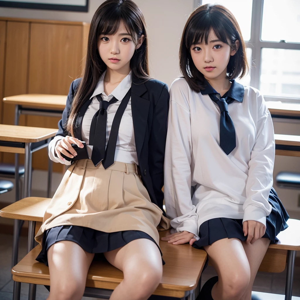 seifuku, photo, realistic, best quality, hires, detailed face, classroom, detailed background, diffused lighting, depth of field, bokeh,spread pussy