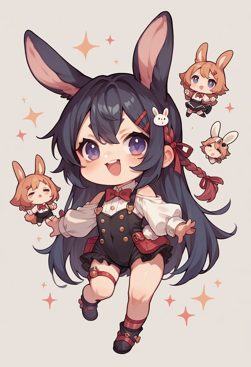 Chibi-e,girl,Bunny girl,black,Mini character,small