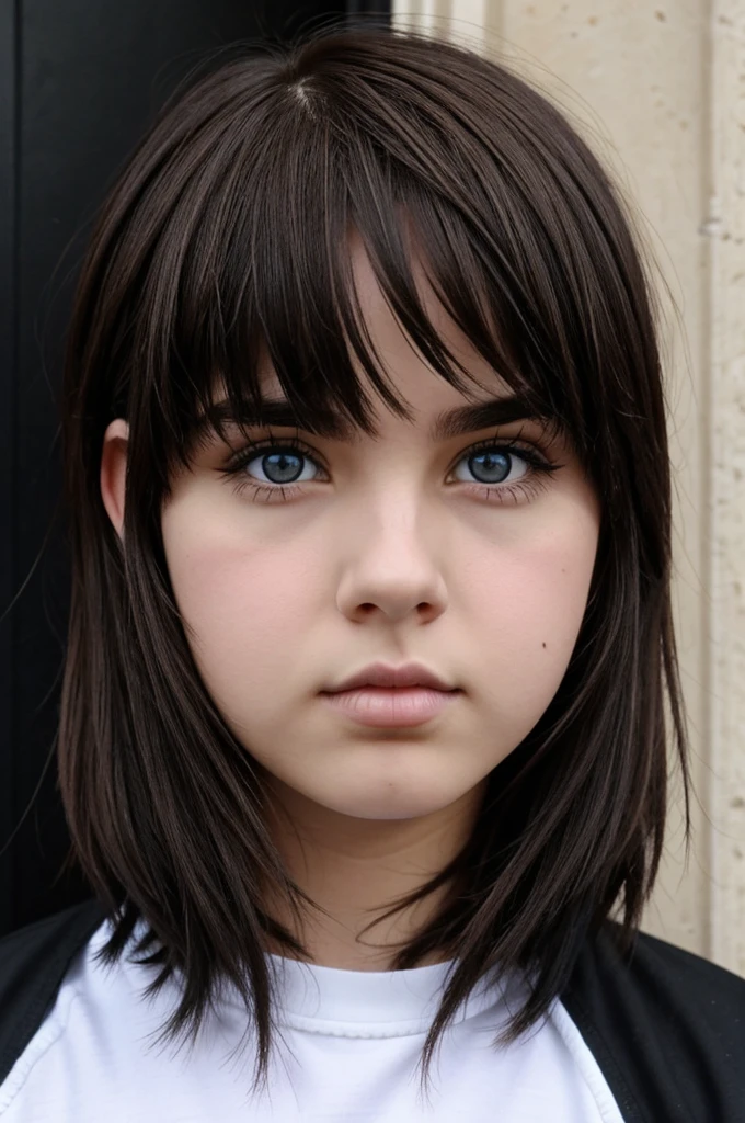 brown hair brown eyes white emo boy that listens to Lil Peep and black hair blue eyes chubby goth girl