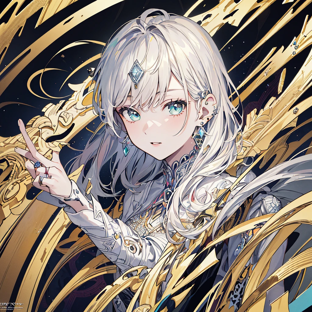 (Masterpiece, Top Quality, Best Quality, Official Art, Beauty and Aesthetics: 1.2), (1girl: 1.3), Very Detailed, (Fractal Art: 1.1), (Color: 1.1) (Diamond: 1.3), Most Detailed, (Zentangle: 1.2), (Dynamic Pose), (Abstract Background: 1.3), (Shiny Skin), (Many Colors: 1.4), ,( earrings:1.4),