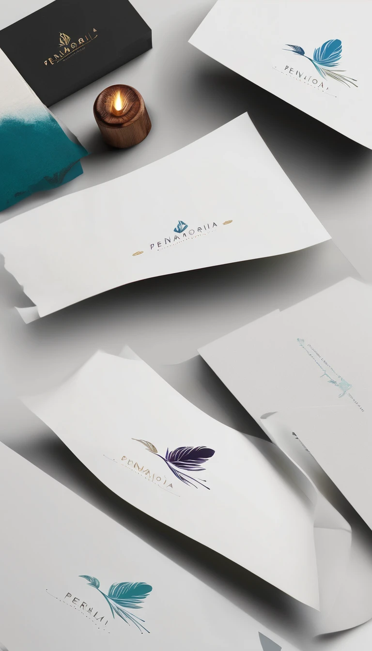 Create a minimal, modern, simple, inspirational, memorable, dream like logo design of a Feather Of Memories for the brand “Penamemoria".