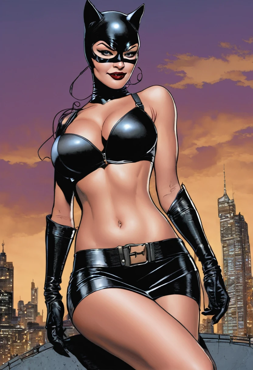 Catwoman with miniskirt with breast