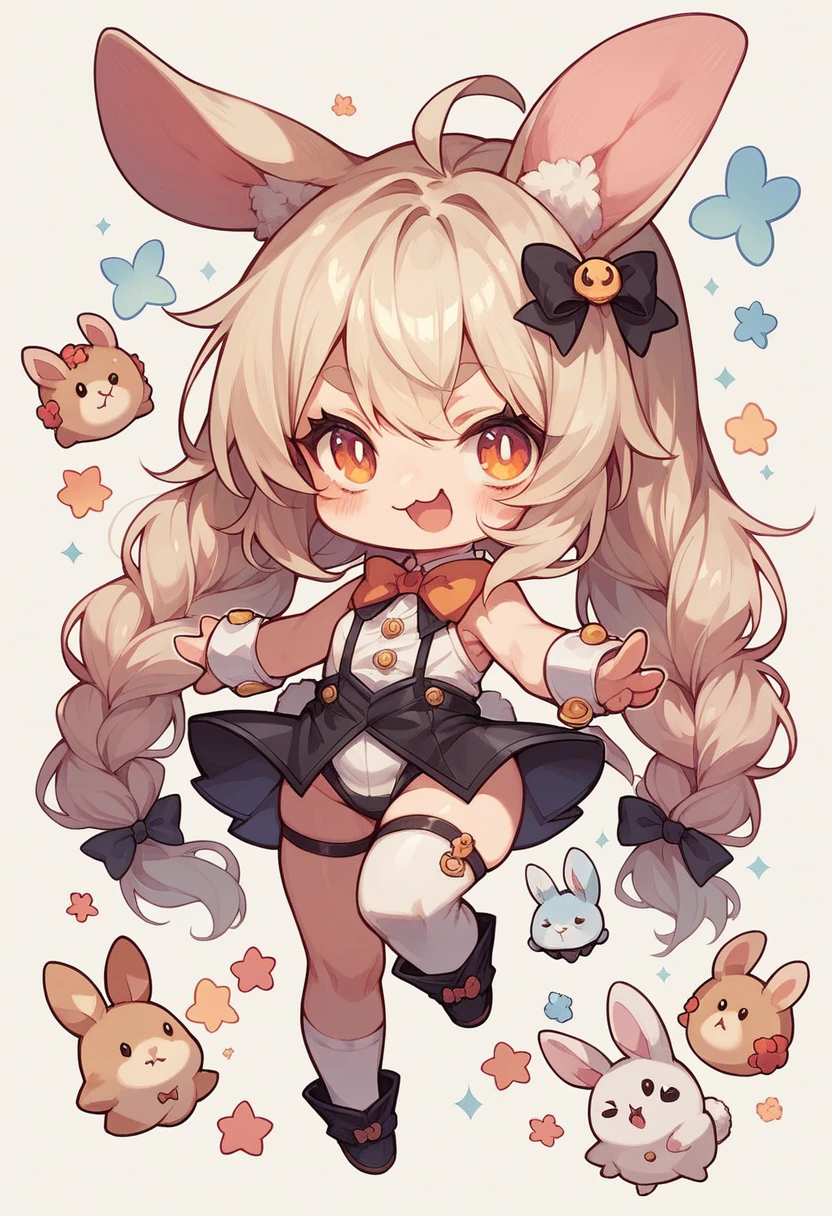 Chibi-e,girl,Bunny girl,black,Mini character,small