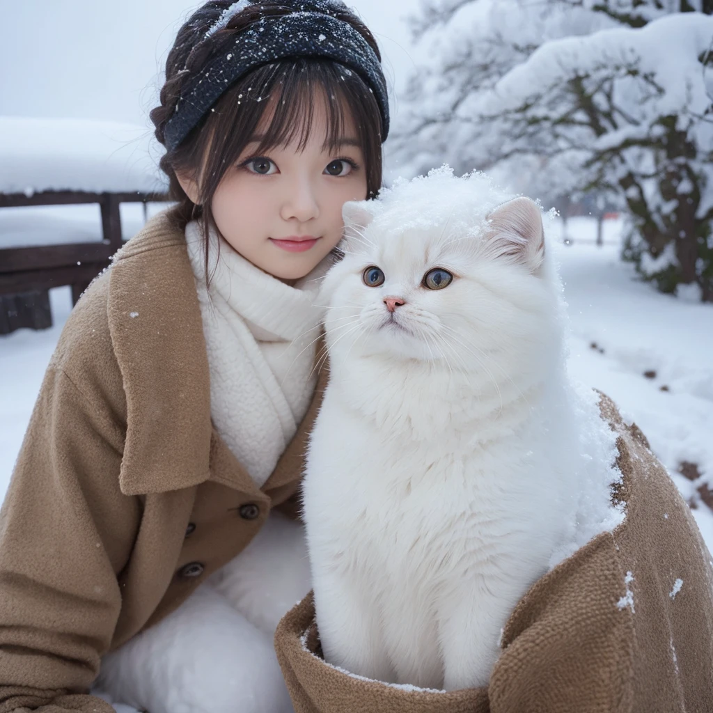 Snow scene, Mameshiba, Live action, Cute, Fluffy fur, Round eyes, Looking this way 