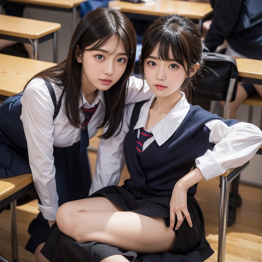 seifuku, photo, realistic, best quality, hires, detailed face, classroom, spread pussy