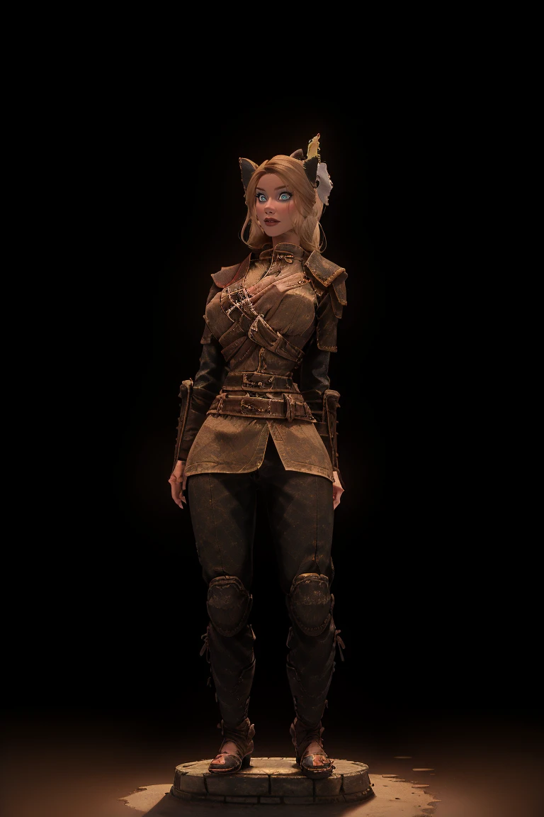 1 girl, masterpiece, 32 yo, female breton beauty sits outdoors in a rustic Skyrim village, surrounded by thatched roofs and lush greenery. The sun casts a warm glow on her porcelain skin as she gazes directly into the camera lens, her piercing green eyes sparkling with a hint of mischief. Her raven tresses cascade down her back like a waterfall, framing her heart-shaped face. A gentle smile plays on her lips, inviting the viewer to step into her whimsical world. blonde hair, fit body, Skyrim style, (female front view:1:3), looking at the viewer