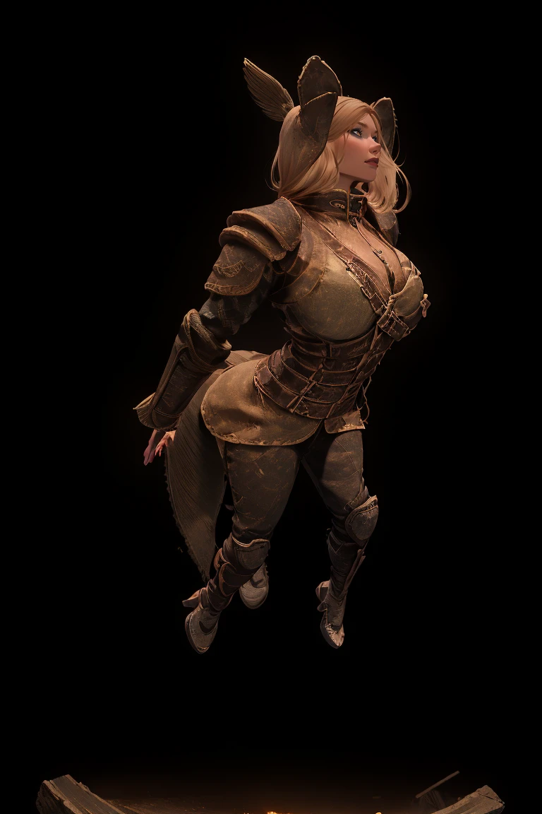1 girl, masterpiece, 32 yo, female breton beauty sits outdoors in a rustic Skyrim village, surrounded by thatched roofs and lush greenery. The sun casts a warm glow on her porcelain skin as she gazes directly into the camera lens, her piercing green eyes sparkling with a hint of mischief. Her raven tresses cascade down her back like a waterfall, framing her heart-shaped face. A gentle smile plays on her lips, inviting the viewer to step into her whimsical world. blonde hair, fit body, Skyrim style, (female front view:1:3), looking at the viewer