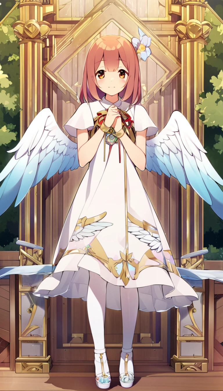 one girl, angel, angel wing, angel ring, sacred, cute, naive