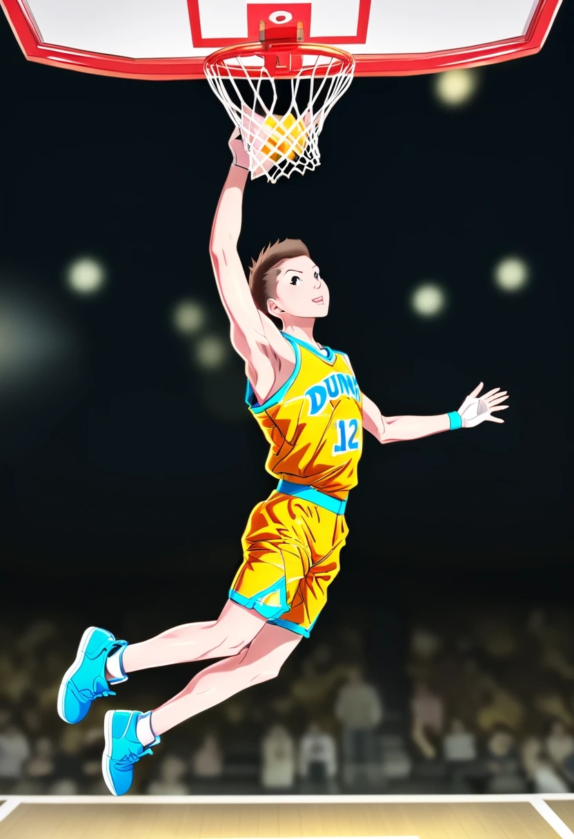 One boy, (((Dunk Shot))), basketball, athlete, Pop Background, 