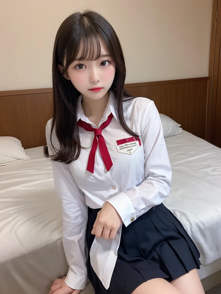 One girl, Small breasts,uniform,Young. The background is my room