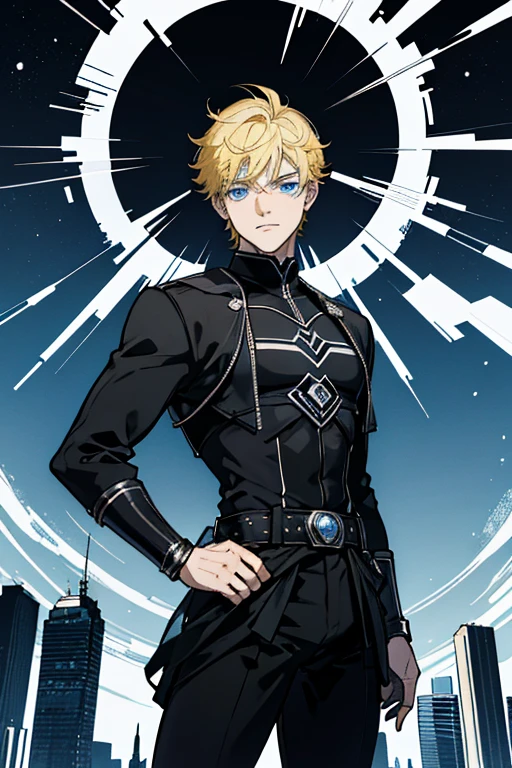 highres,wallpaper,solo,,1 boy,original,illustration,blue eyes,yellow hair,masterpiece,male,male focus,boy, ((masterpiece)),(((best quality))), (high-quality, breathtaking), (expressive eyes, perfect face), 1boy, solo, male, short,, on top of building, night sky, dark, buildings, wear short shorts, smirk,black silky tights:1.2,bulge,black power ranger:1.3,sentai,black ranger, all black outfits:1.4,erect under pants,silky tights:1.4