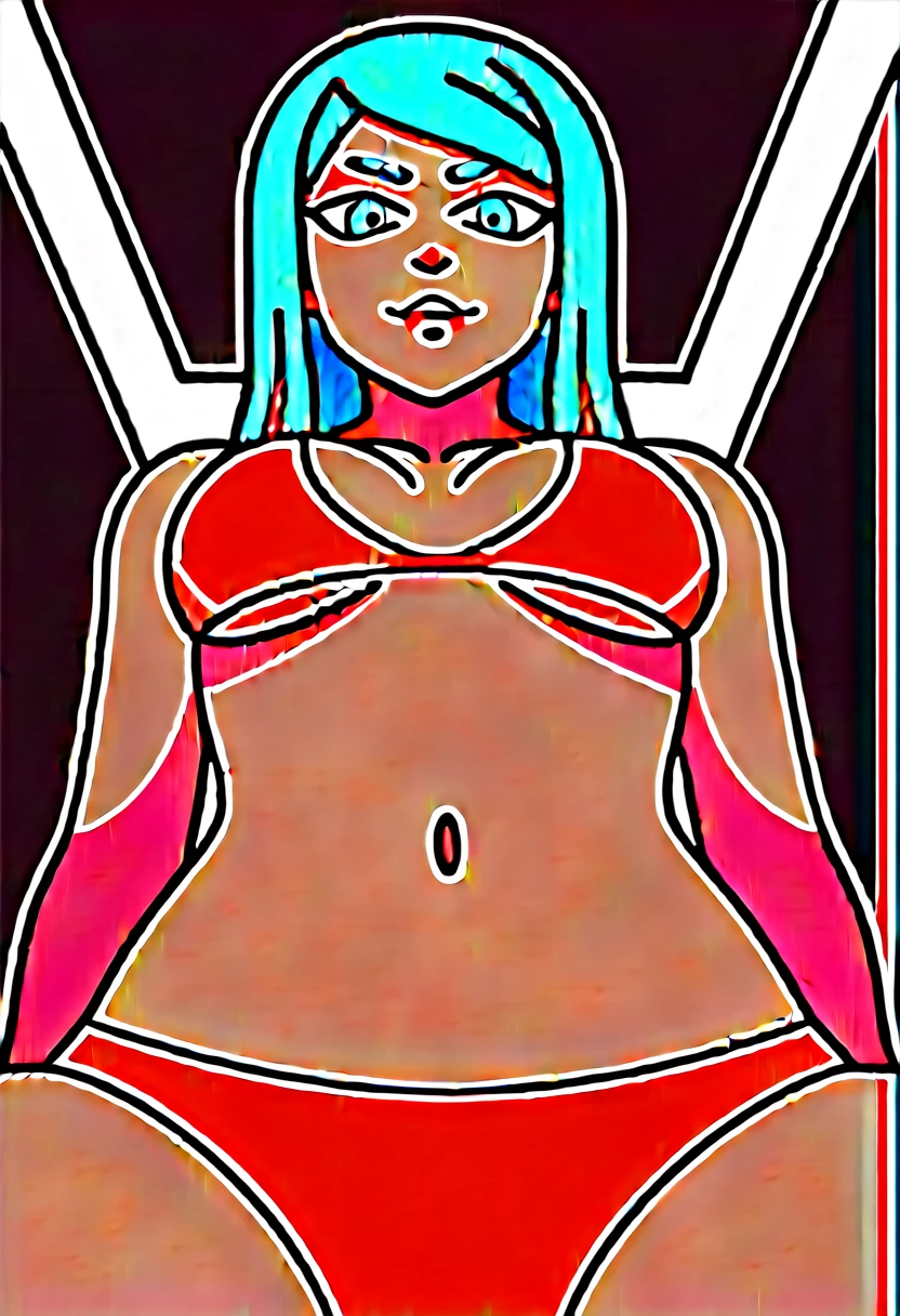 score_9, score_8_up, score_7_up,1 daemon woman, black  horns, black demon tail, (aquamarine hair),aquamarine green color hair,ahoge, long hair, (long hair),bangs, light orange bikini, bikini is orange, bikini orange, orange bikini!, (aquamarine eyes), background is spaceship, aquamarine eyes, 1woman ,facing viewer, daemon girl,  close up,Well-endowed, alone, Spacecraft interior, sexy pose