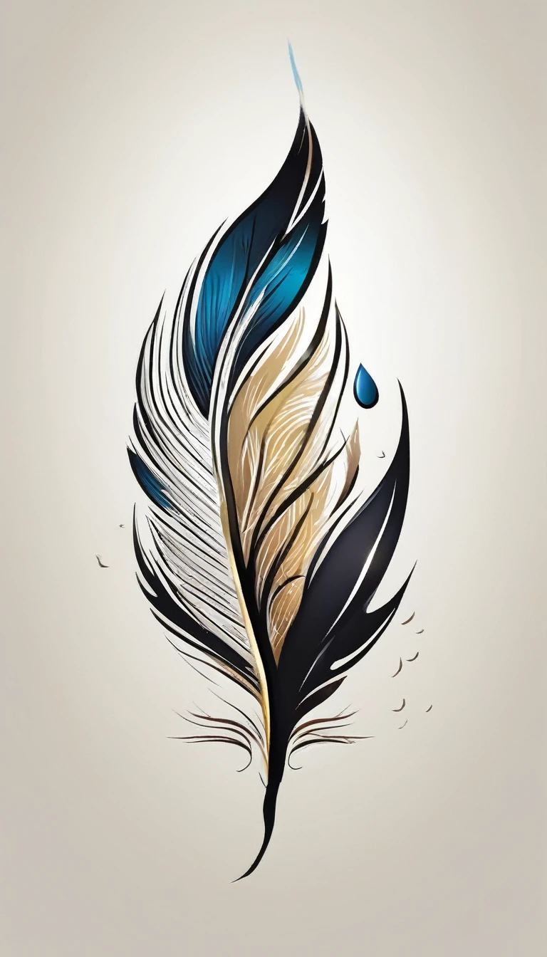 epic fantasy illustration, minimalistic logo design, best quality, masterpiece, unique painting, feather of memories. Logo design of a bird´s memory, inside a feather.
