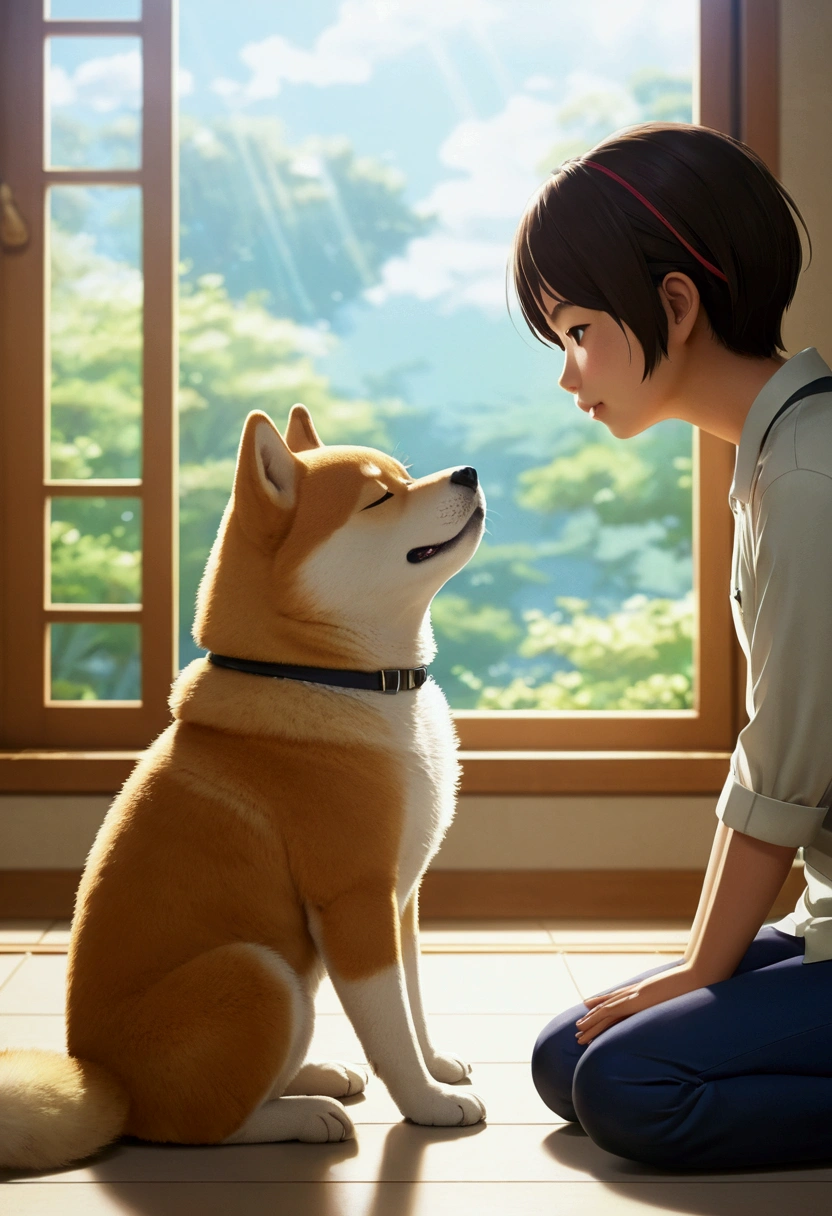 Makoto Shinkai Taste,Shiba Inu Puppy,Healing scenes,Fluffy expression,  It&#39;s funny