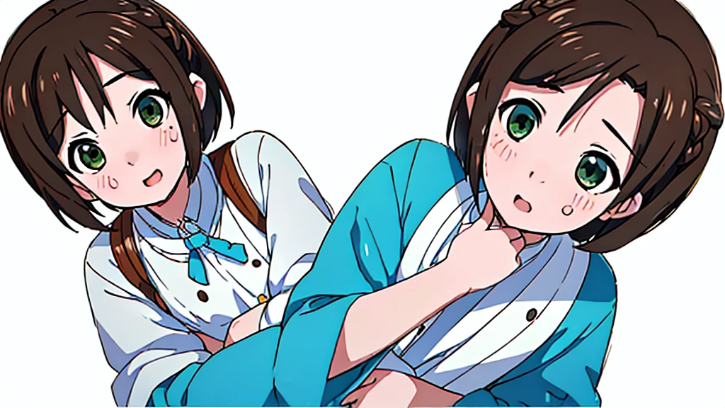 Highest quality、High resolution、Detailed Background、(Beautiful face in every detail:1.4)、Anatomically correct、(Detailed facial expressions)、(fine grain:1.2)、8-year-old beauty、cuteカラーの髪色、Braided Ponytail、Braided bob cut、Braided twin tails、(Flat Chest)、Perfect body line、Thick thighs、Please show me your whole body、 Laughing with your mouth open、My whole body is wet、My hair is wet too、Fun atmosphere、cute仕草、cute