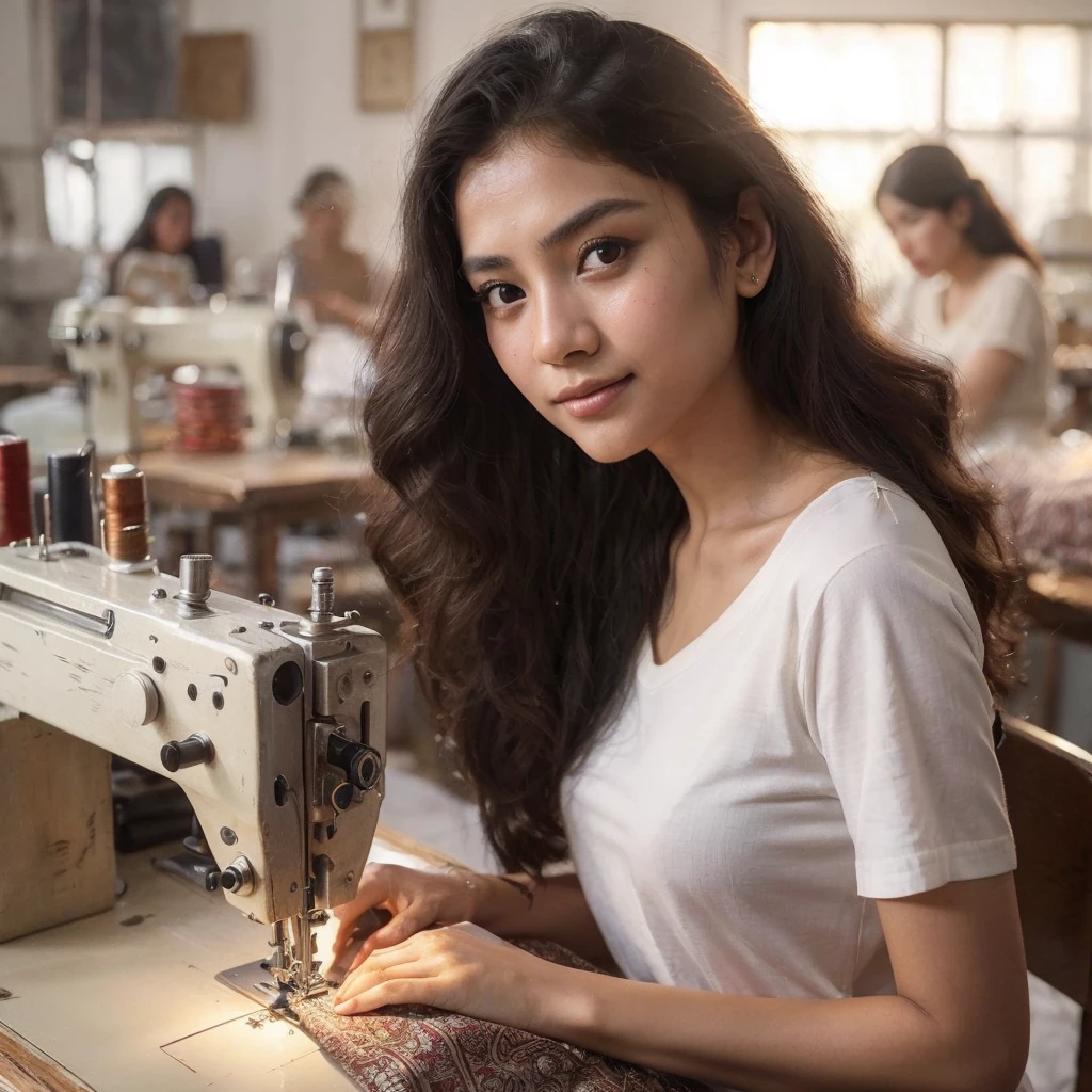 Indonesian woman with soft face working on sewing machine indoors, small manufacturing, instagram post, in the workshop, masterpiece of art, extraordinary masterpiece, beautiful craftsmanship, stitching, instagram photo, very consistent, batik, very strong, masterpiece, faridah malik, work , taken at golden hour, hard work, profile photo, facebook post, beautiful masterpiece. wearing a white t-shirt, beautiful face, shining black hair, brown eyes, curly eyelashes, white skin, smiling expression, nivanh chanthara , mai anh tran, dang my linh, beautiful ruan jia!, handsome girl, beautiful, in lam manh style, charming smile, with a cute face - smooth, beautiful, beautiful woman, fanart, sweet young woman, beautiful woman
stunning, (fine and intricate details:1.7)(RAW photo:1.3), (large scratches in some parts of the photo:1.8)(bright sepia toned photo) (noisy image:0.5) (perfect hand design:1.3), 1912, a beautiful young woman, black and white (19th century daguerreotype photo quality: 1.1), ( flash with magnesium: 1.6) , photo shoot, pre-raphaelitism, Auguste et Louis Lumière style. hand-held Victorian style, Very high resolution detail, photographic, realism pushed to the extreme, fine textures, very real Westworld film style, award winning, professional, highly detailed