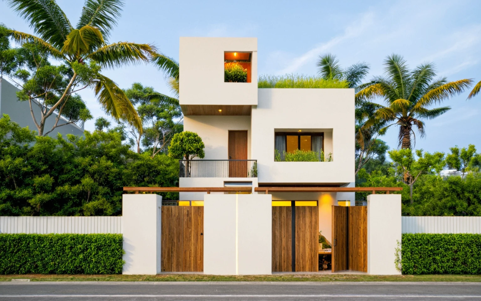 head of&#39;artwork, High quality, best quality, Authentique, Great detail, En plein air, villa de plain-piedXL, groupe aiai, style de maison moderne dans la rue ,stairs, white wall ,road,pavement, grass, trees, sky, nuvens, (day light:1.1)
