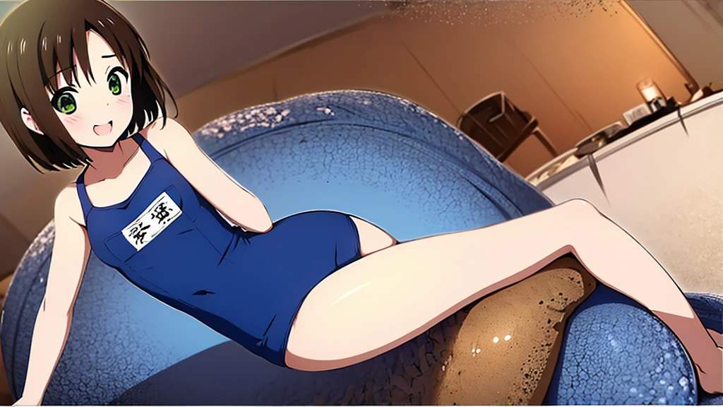 Highest quality、High resolution、Detailed Background、(Beautiful face in every detail:1.4)、Anatomically correct、(Detailed facial expressions)、(fine grain:1.2)、8-year-old beauty、cuteカラーの髪色、Braided Ponytail、Braided bob cut、Braided twin tails、Navy School Swimsuit、(Flat Chest)、Perfect body line、Thick thighs、Please show me your whole body、 Big smile、Laughing with your mouth open、My whole body is wet、My hair is wet too、Fun atmosphere、cute仕草、cute