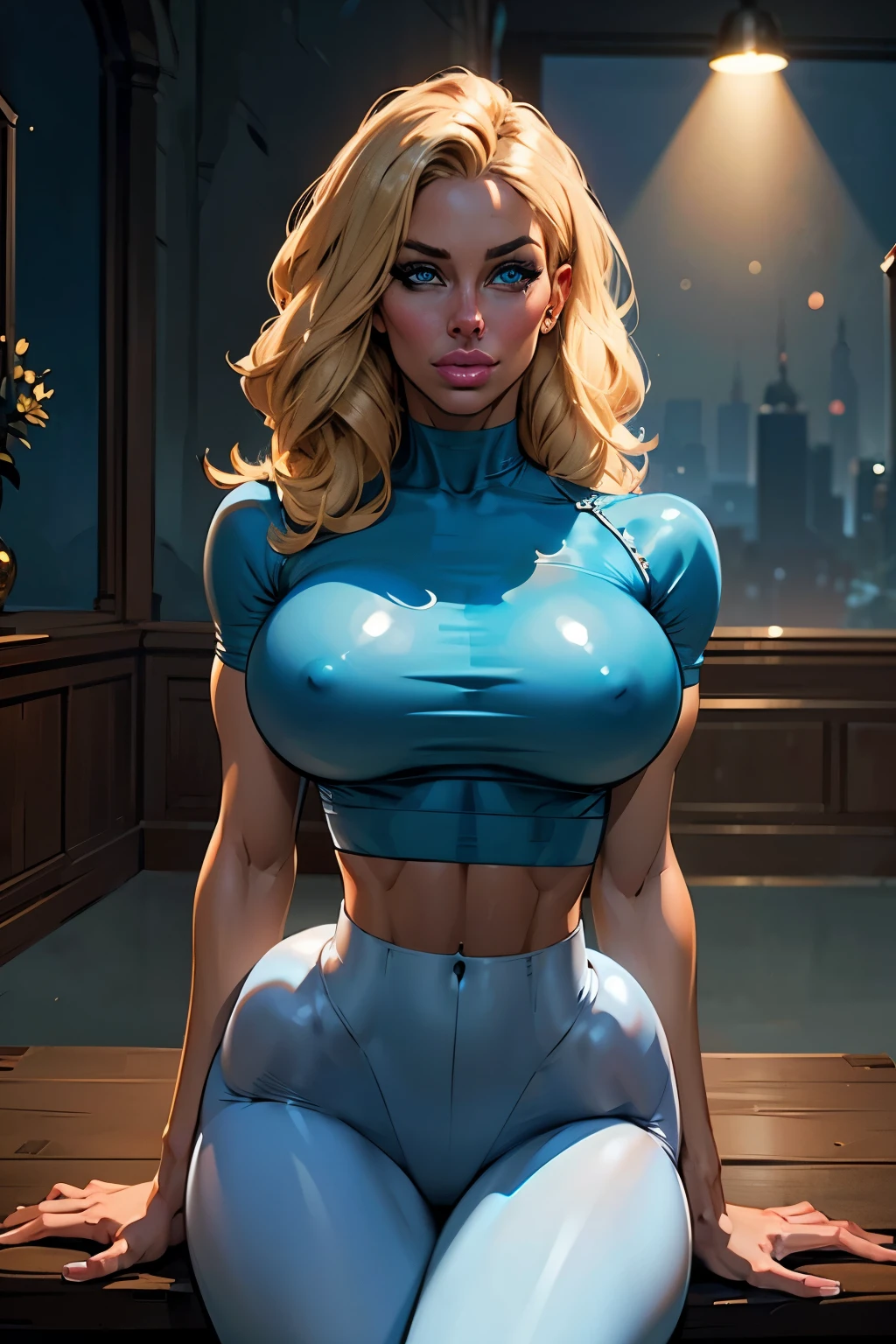 1girl, 22 y.o. woman, portrait in THEPIT style, Appearance("Blonde hair styled in loose waves" + "Bright, sparkling blue eyes" + "Smooth, fair skin" + "Slim, athletic build with toned muscles" + "Long, slender legs"), Body("Fit and toned" + "Medium-sized, perky breasts" + "Narrow waist" + "Round, firm buttocks"), AssAppearance("Round and perky" + "Smooth and toned"),Clothes("Tight, form-fitting workout clothes that accentuate her curves" + "Casual, trendy streetwear"), posing like a model, volumetric lighting, best quality, masterpiece, realistic, anatomically correct, (strong cinematic lighting), ((rim lighting)), stunning details, intricate details, 8k post-production, High resolution, super details, trending on ArtStation, sharp focus, depth of field f/1.8, studio photos, (((looking at camera)))