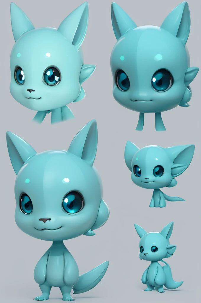 Reconstruct this cute alien character with a Tiffany Blue color theme. Maintain the original shading and lighting to preserve the character’s three-dimensional look and charm. Ensure that only the character’s color is altered while keeping the background and other elements unchanged.
